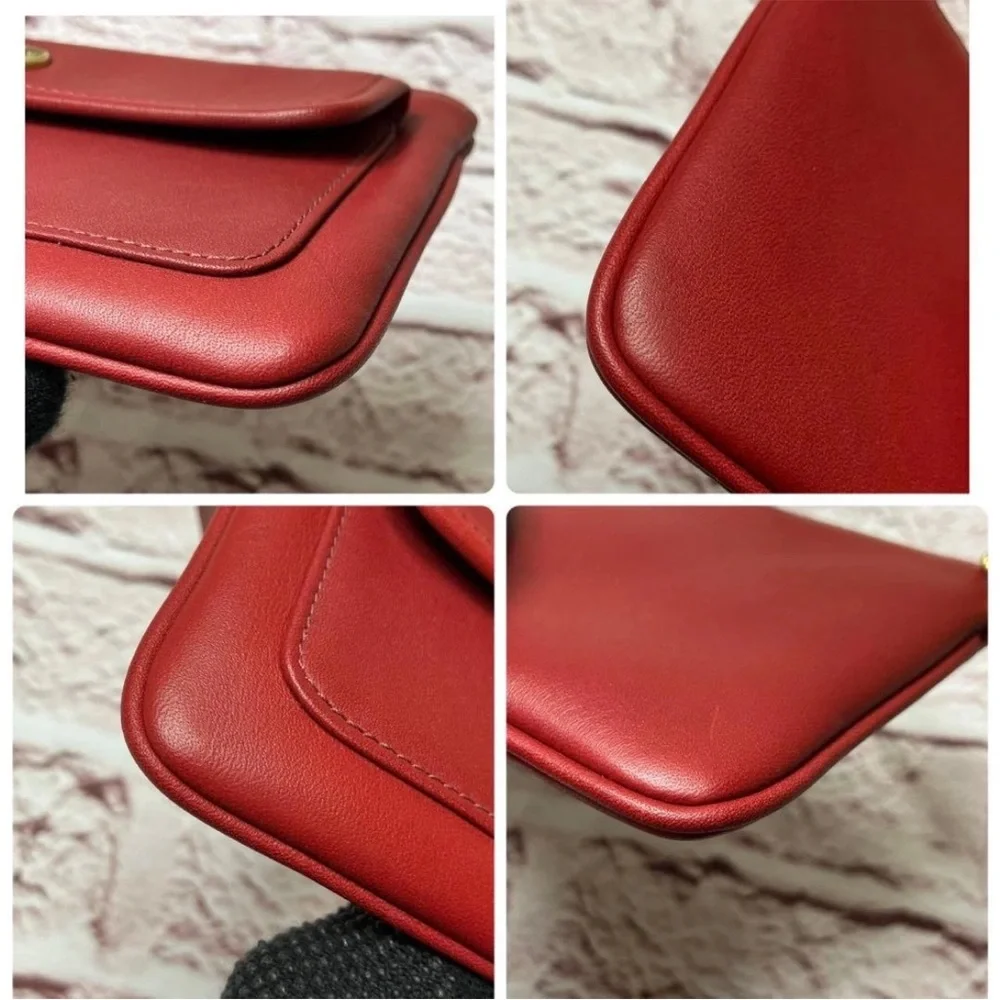 Coach Red Leather Wristlet with Gold Accents - Picture 7 of 16